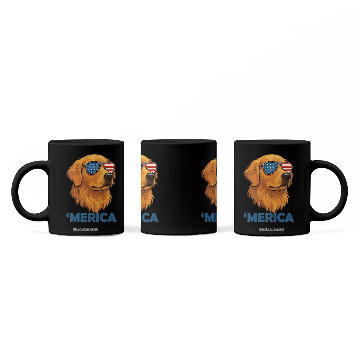 Patriotic Dog 'Merica Coffee Mug Golden Retriever Sunglasses Funny 4th Of July TS02 Print Your Wear