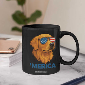 Patriotic Dog 'Merica Coffee Mug Golden Retriever Sunglasses Funny 4th Of July TS02 Print Your Wear