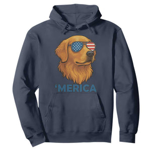 Patriotic Dog 'Merica Hoodie Golden Retriever Sunglasses Funny 4th Of July TS02 Navy Print Your Wear