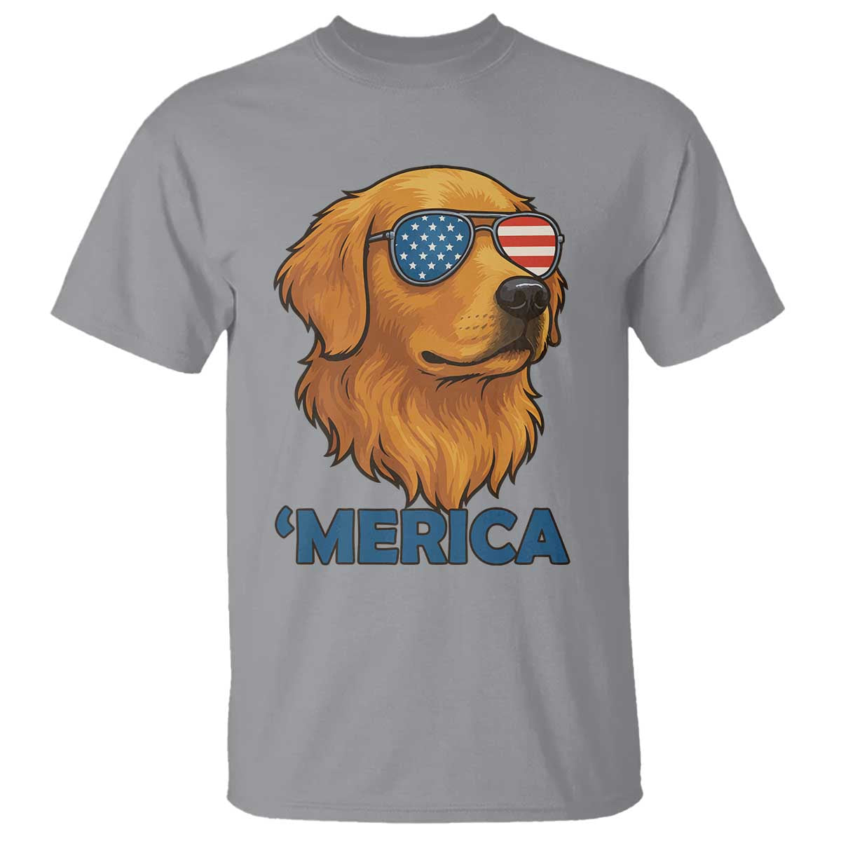 Patriotic Dog 'Merica T Shirt Golden Retriever Sunglasses Funny 4th Of July TS02 Sport Gray Print Your Wear