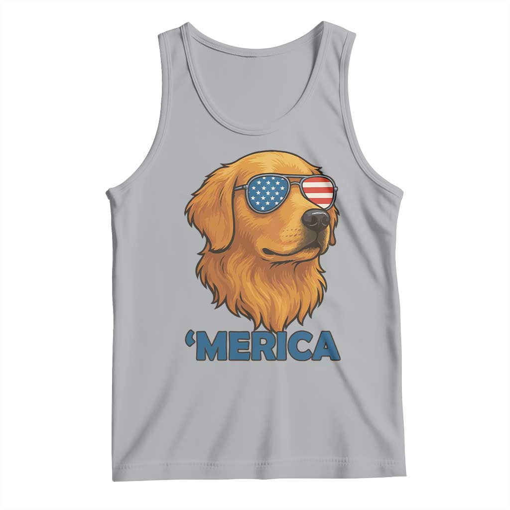 Patriotic Dog 'Merica Tank Top Golden Retriever Sunglasses Funny 4th Of July TS02 Athletic Heather Print Your Wear