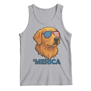 Patriotic Dog 'Merica Tank Top Golden Retriever Sunglasses Funny 4th Of July TS02 Athletic Heather Print Your Wear