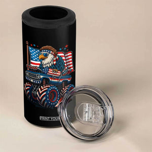 Patriotic Eagle Driving Monster Truck 4 in 1 Can Cooler Tumbler 4th of July USA Flag Freedom TS02 Print Your Wear
