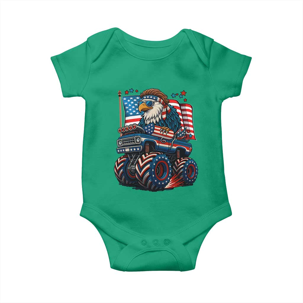 Patriotic Eagle Driving Monster Truck Baby Onesie 4th of July USA Flag Freedom TS02 Irish Green Print Your Wear