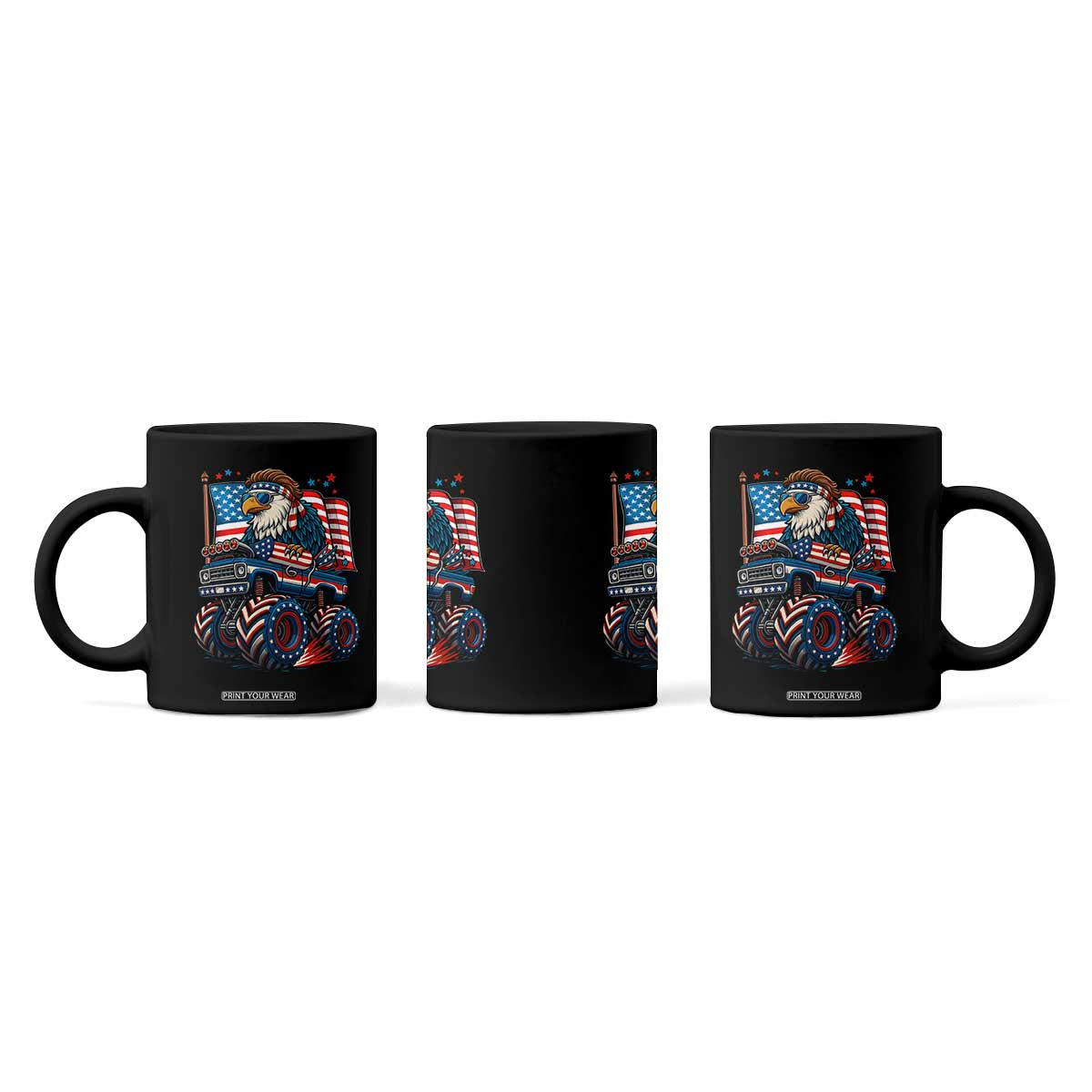 Patriotic Eagle Driving Monster Truck Coffee Mug 4th of July USA Flag Freedom TS02 Print Your Wear