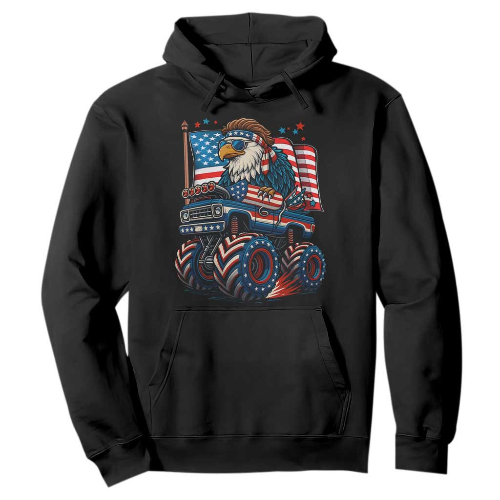 Patriotic Eagle Driving Monster Truck Hoodie 4th of July USA Flag Freedom TS02 Black Print Your Wear
