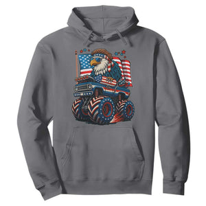 Patriotic Eagle Driving Monster Truck Hoodie 4th of July USA Flag Freedom TS02 Charcoal Print Your Wear