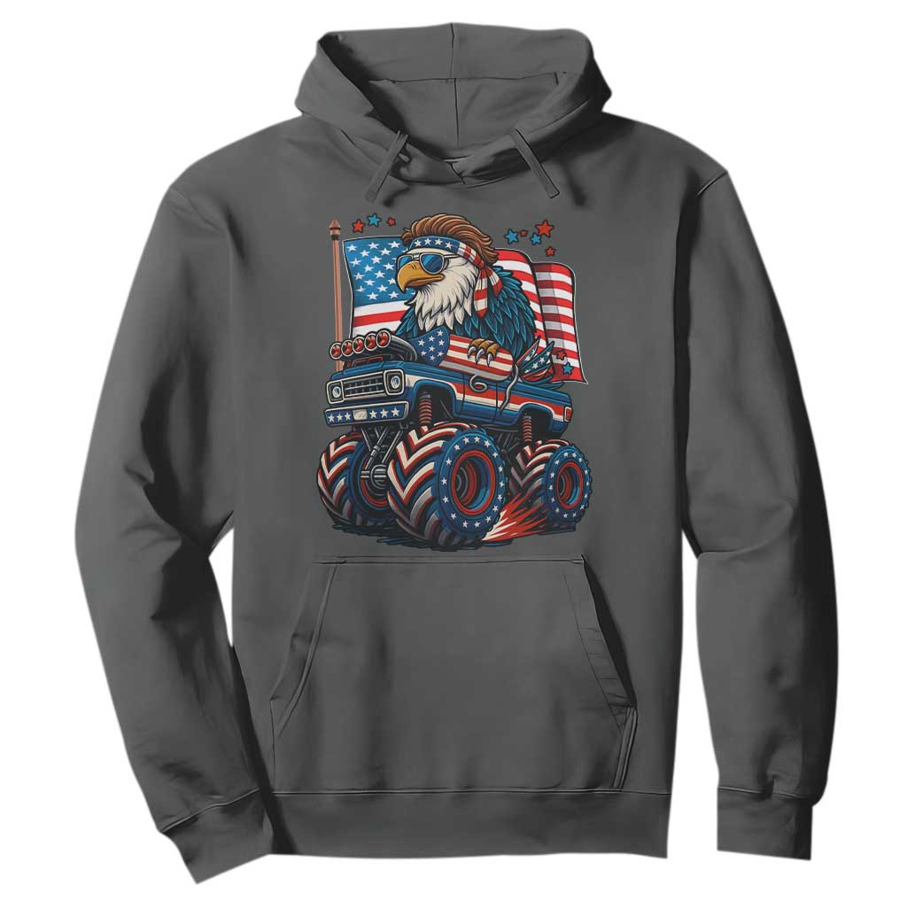Patriotic Eagle Driving Monster Truck Hoodie 4th of July USA Flag Freedom TS02 Dark Heather Print Your Wear