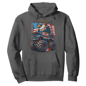Patriotic Eagle Driving Monster Truck Hoodie 4th of July USA Flag Freedom TS02 Dark Heather Print Your Wear