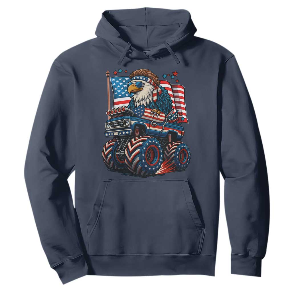 Patriotic Eagle Driving Monster Truck Hoodie 4th of July USA Flag Freedom TS02 Navy Print Your Wear