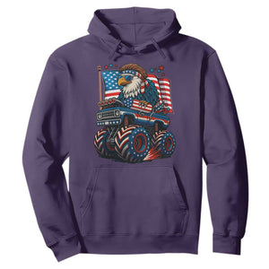 Patriotic Eagle Driving Monster Truck Hoodie 4th of July USA Flag Freedom TS02 Purple Print Your Wear