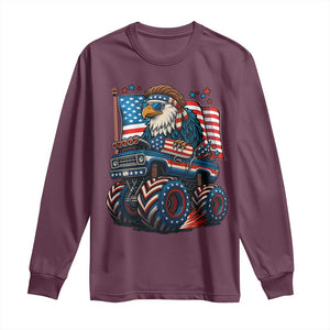 Patriotic Eagle Driving Monster Truck Long Sleeve Shirt 4th of July USA Flag Freedom TS02 Maroon Print Your Wear