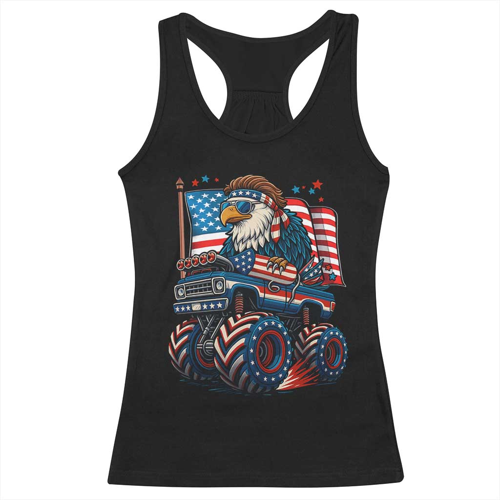 Patriotic Eagle Driving Monster Truck Racerback Tank Top 4th of July USA Flag Freedom TS02 Black Print Your Wear