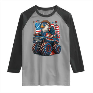 Patriotic Eagle Driving Monster Truck Raglan Shirt 4th of July USA Flag Freedom TS02 Sport Gray Black Print Your Wear
