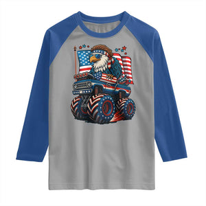 Patriotic Eagle Driving Monster Truck Raglan Shirt 4th of July USA Flag Freedom TS02 Sport Gray Royal Print Your Wear