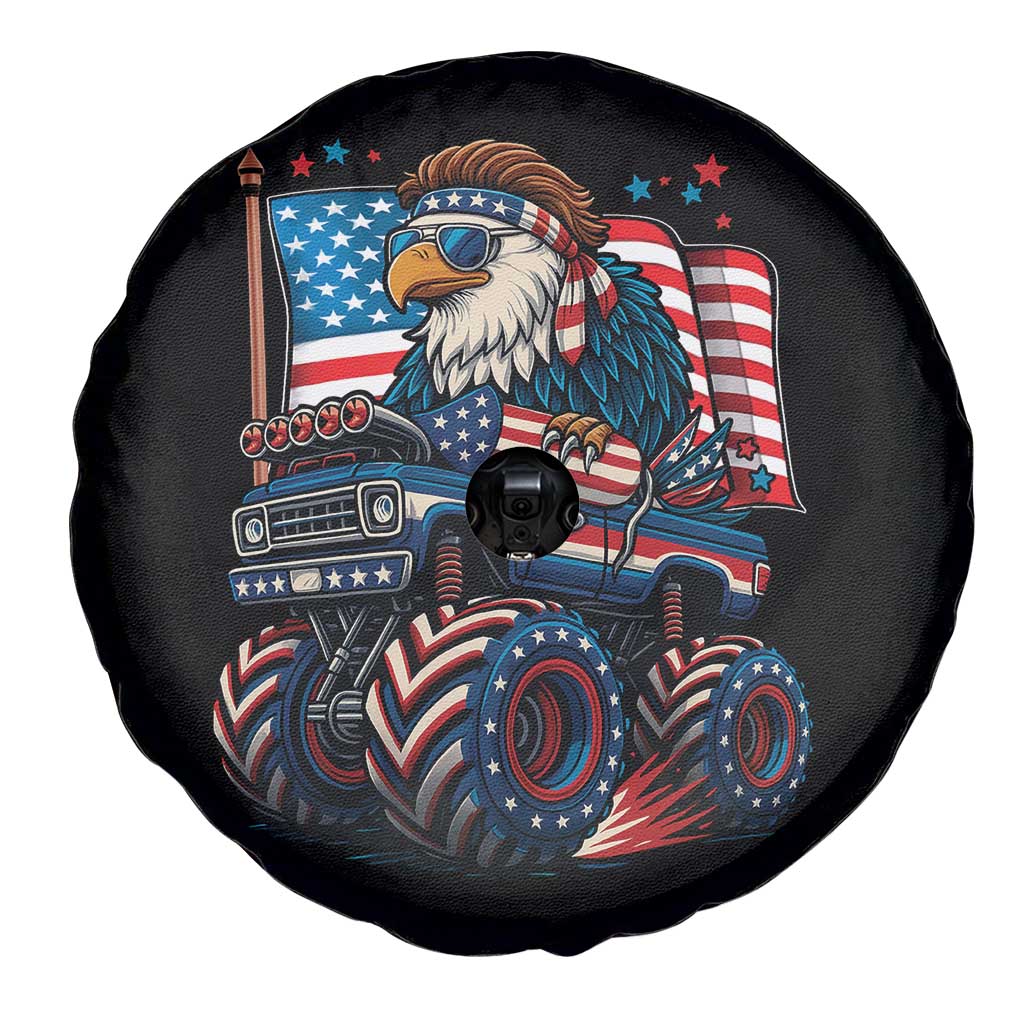 Patriotic Eagle Driving Monster Truck Spare Tire Cover 4th of July USA Flag Freedom TS02 Print Your Wear