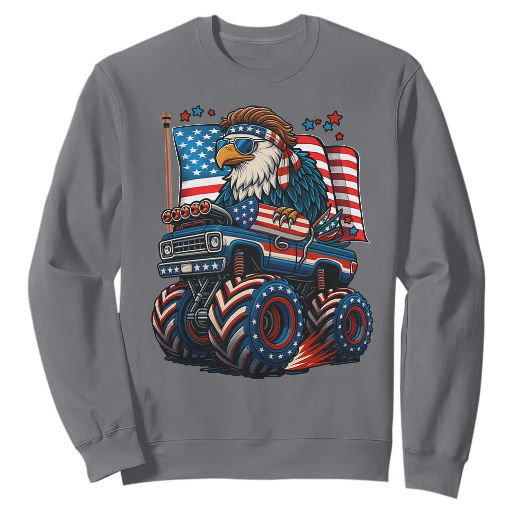 Patriotic Eagle Driving Monster Truck Sweatshirt 4th of July USA Flag Freedom TS02 Charcoal Print Your Wear