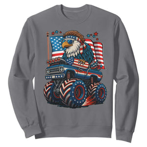 Patriotic Eagle Driving Monster Truck Sweatshirt 4th of July USA Flag Freedom TS02 Charcoal Print Your Wear
