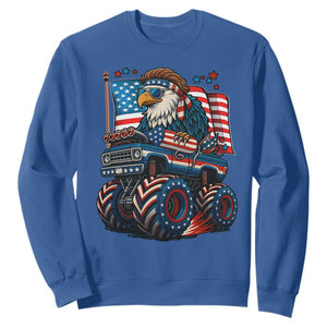 Patriotic Eagle Driving Monster Truck Sweatshirt 4th of July USA Flag Freedom TS02 Royal Blue Print Your Wear