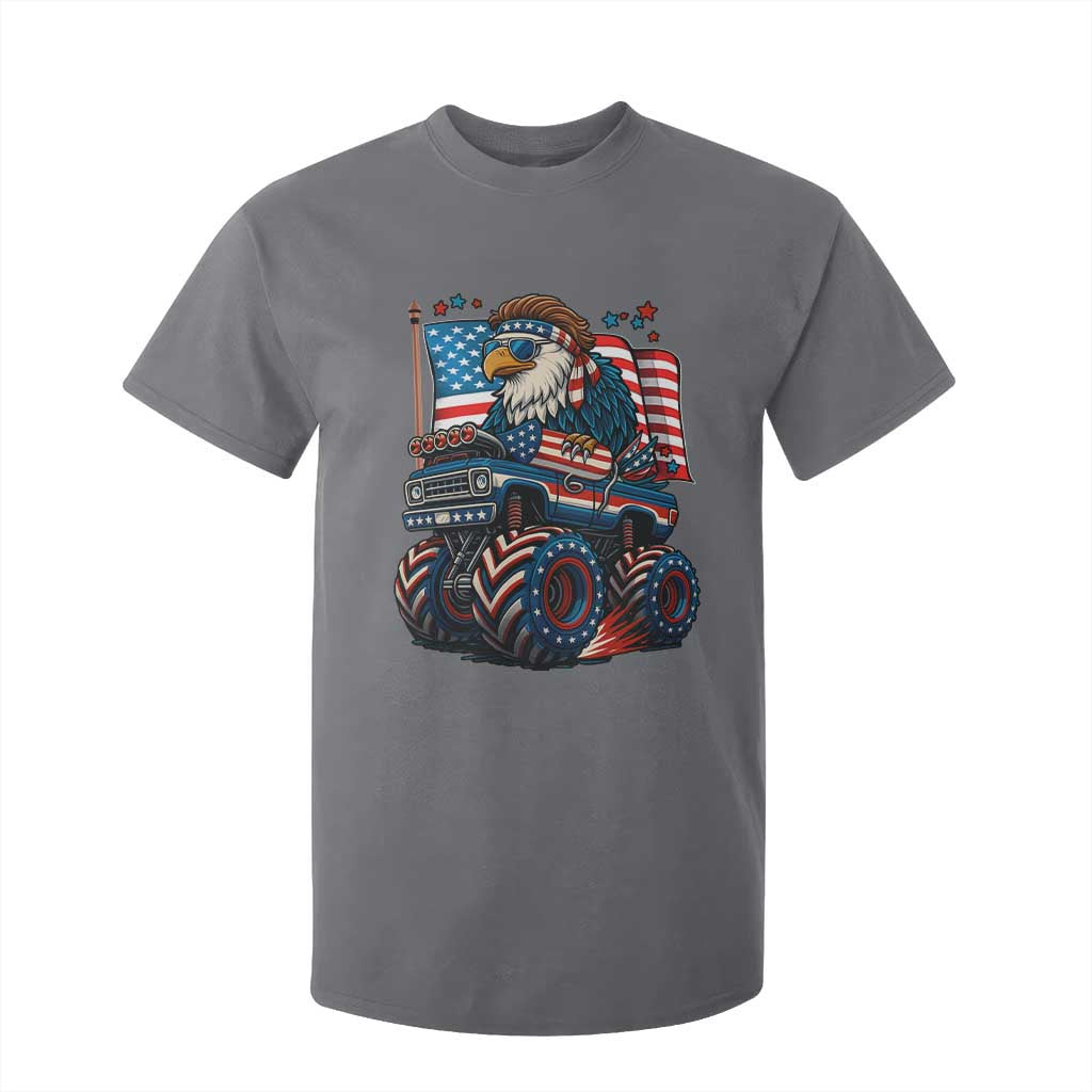 Patriotic Eagle Driving Monster Truck T Shirt For Kid 4th of July USA Flag Freedom TS02 Charcoal Print Your Wear