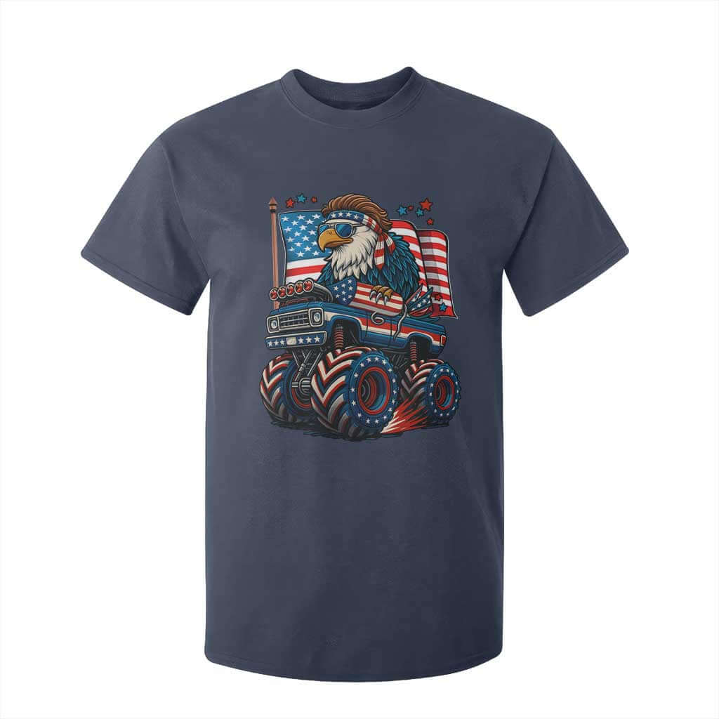 Patriotic Eagle Driving Monster Truck T Shirt For Kid 4th of July USA Flag Freedom TS02 Navy Print Your Wear
