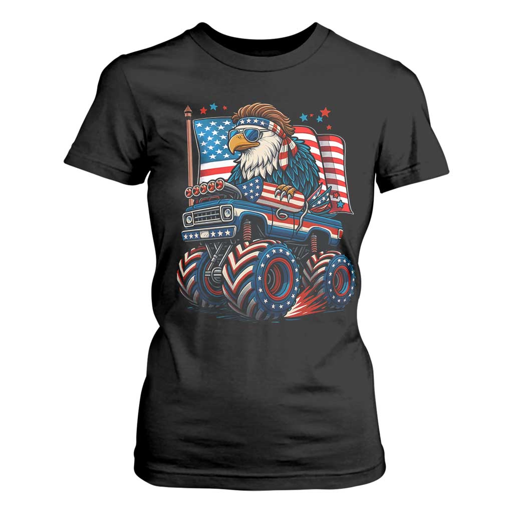 Patriotic Eagle Driving Monster Truck T Shirt For Women 4th of July USA Flag Freedom TS02 Black Print Your Wear