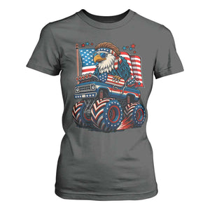 Patriotic Eagle Driving Monster Truck T Shirt For Women 4th of July USA Flag Freedom TS02 Dark Heather Print Your Wear
