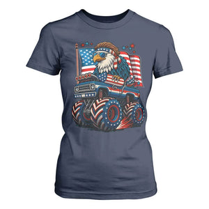 Patriotic Eagle Driving Monster Truck T Shirt For Women 4th of July USA Flag Freedom TS02 Navy Print Your Wear