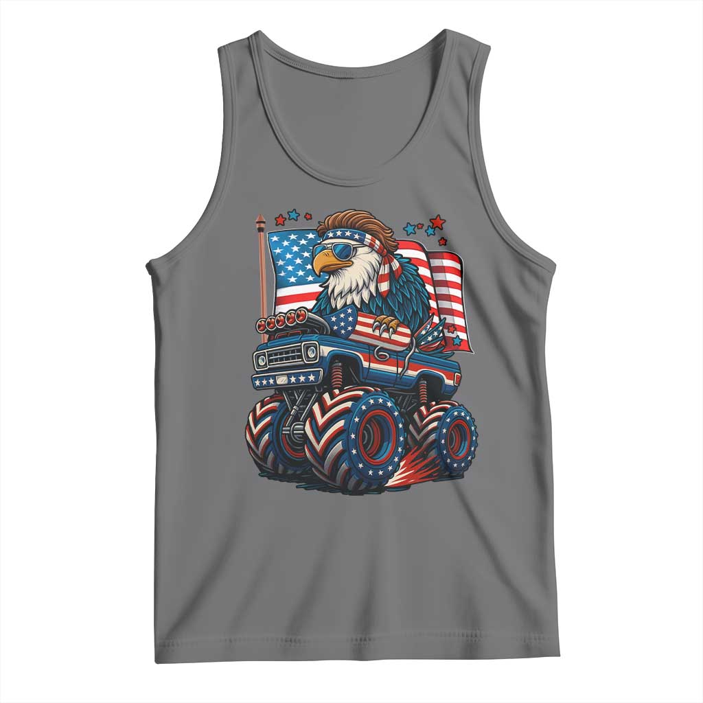 Patriotic Eagle Driving Monster Truck Tank Top 4th of July USA Flag Freedom TS02 Black Heather Print Your Wear