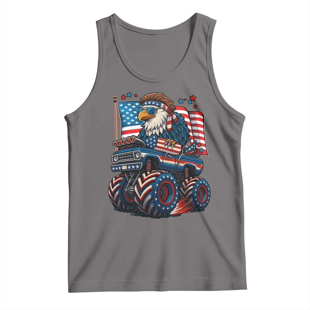 Patriotic Eagle Driving Monster Truck Tank Top 4th of July USA Flag Freedom TS02 Deep Heather Print Your Wear