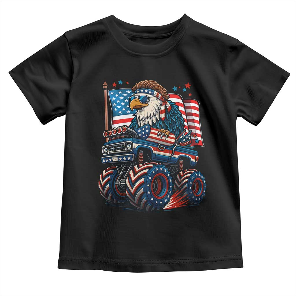 Patriotic Eagle Driving Monster Truck Toddler T Shirt 4th of July USA Flag Freedom TS02 Black Print Your Wear