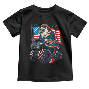 Patriotic Eagle Driving Monster Truck Toddler T Shirt 4th of July USA Flag Freedom TS02 Black Print Your Wear