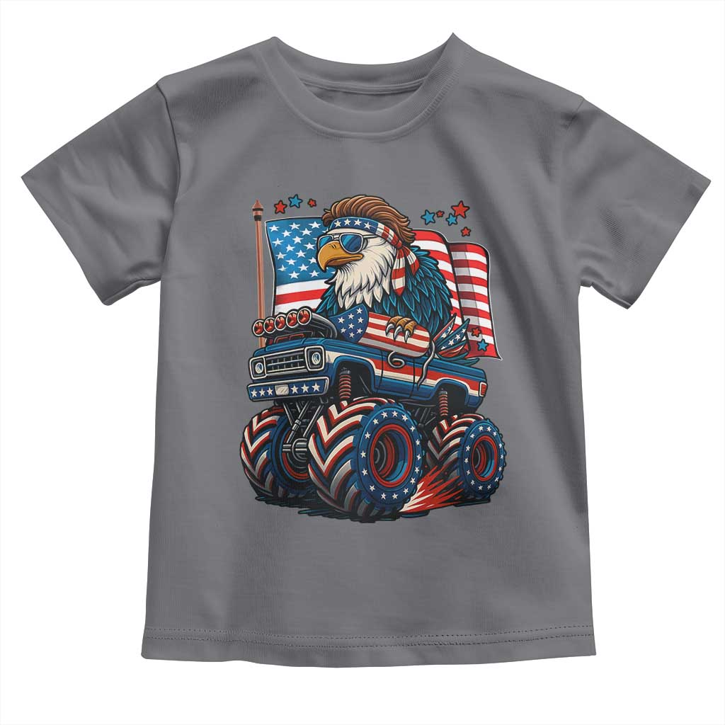 Patriotic Eagle Driving Monster Truck Toddler T Shirt 4th of July USA Flag Freedom TS02 Charcoal Print Your Wear
