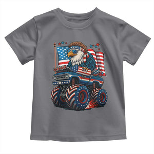 Patriotic Eagle Driving Monster Truck Toddler T Shirt 4th of July USA Flag Freedom TS02 Charcoal Print Your Wear
