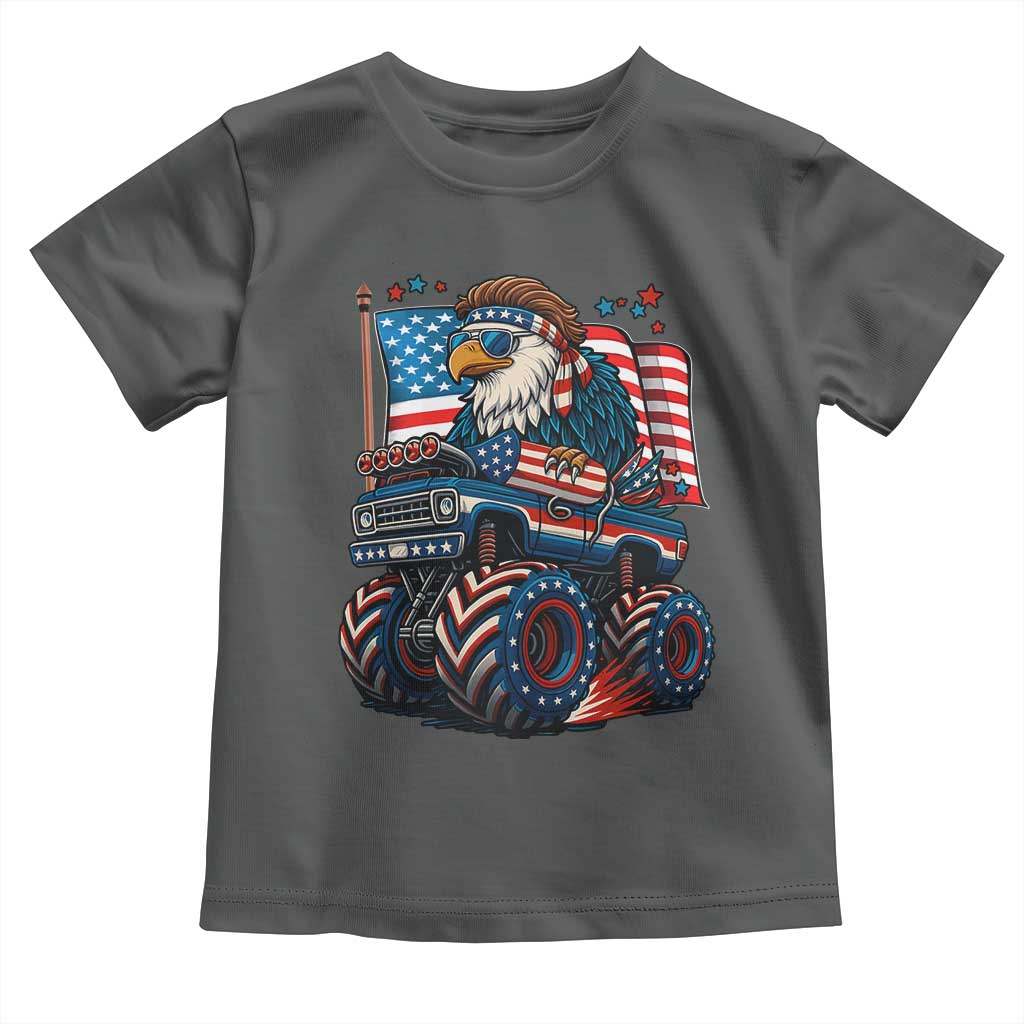 Patriotic Eagle Driving Monster Truck Toddler T Shirt 4th of July USA Flag Freedom TS02 Dark Heather Print Your Wear