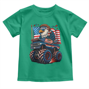 Patriotic Eagle Driving Monster Truck Toddler T Shirt 4th of July USA Flag Freedom TS02 Irish Green Print Your Wear