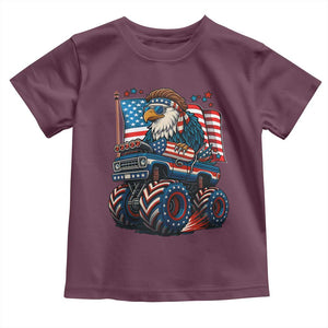 Patriotic Eagle Driving Monster Truck Toddler T Shirt 4th of July USA Flag Freedom TS02 Maroon Print Your Wear