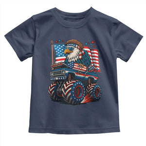 Patriotic Eagle Driving Monster Truck Toddler T Shirt 4th of July USA Flag Freedom TS02 Navy Print Your Wear