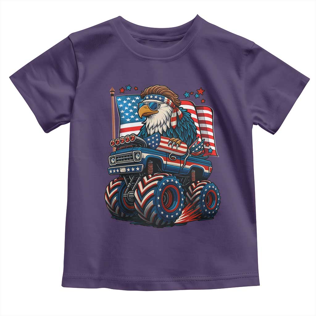 Patriotic Eagle Driving Monster Truck Toddler T Shirt 4th of July USA Flag Freedom TS02 Purple Print Your Wear