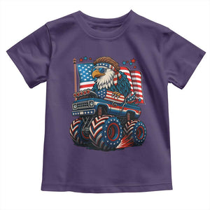 Patriotic Eagle Driving Monster Truck Toddler T Shirt 4th of July USA Flag Freedom TS02 Purple Print Your Wear
