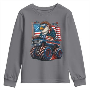 Patriotic Eagle Driving Monster Truck Youth Sweatshirt 4th of July USA Flag Freedom TS02 Charcoal Print Your Wear