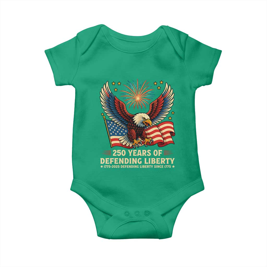 Patriotic Eagle US Army 250th Anniversary Baby Onesie 250 Years of Defending Liberty 1775 2025 TS02 Irish Green Print Your Wear