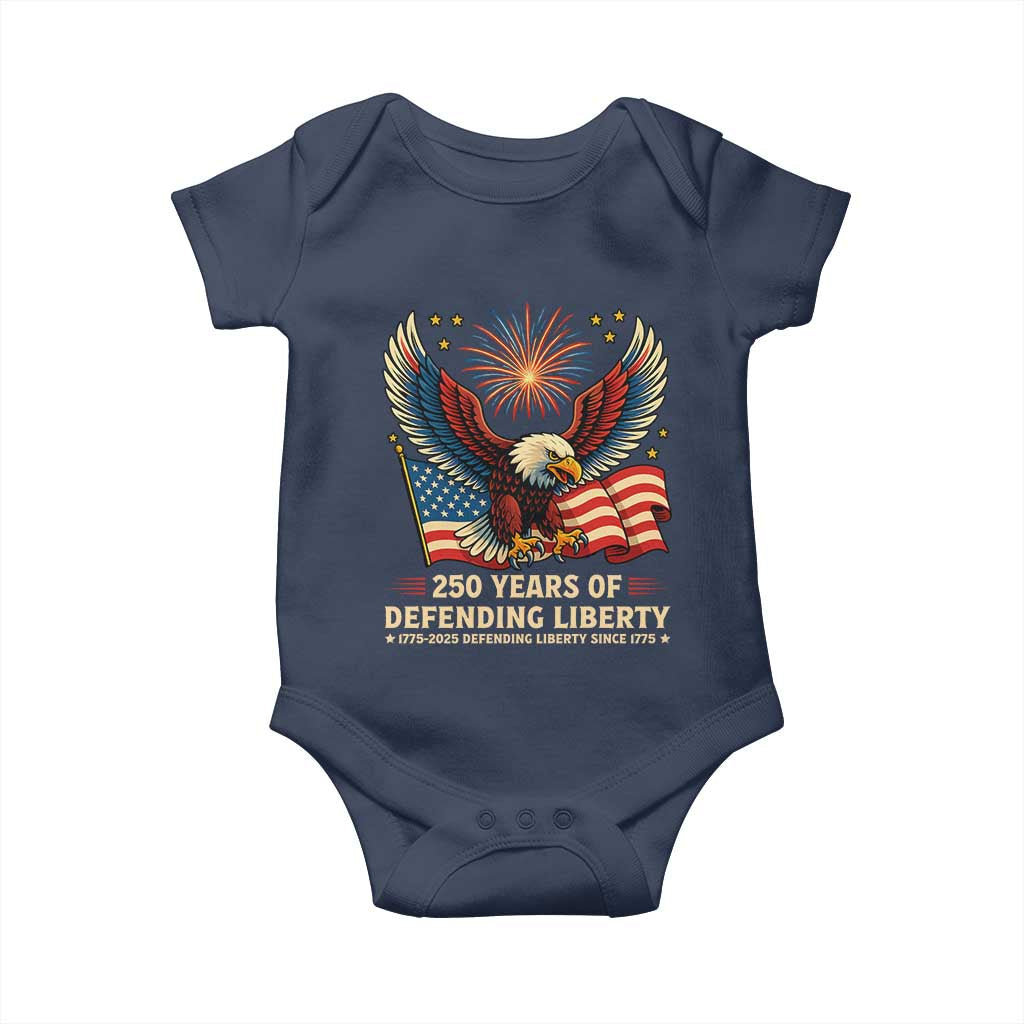 Patriotic Eagle US Army 250th Anniversary Baby Onesie 250 Years of Defending Liberty 1775 2025 TS02 Navy Print Your Wear