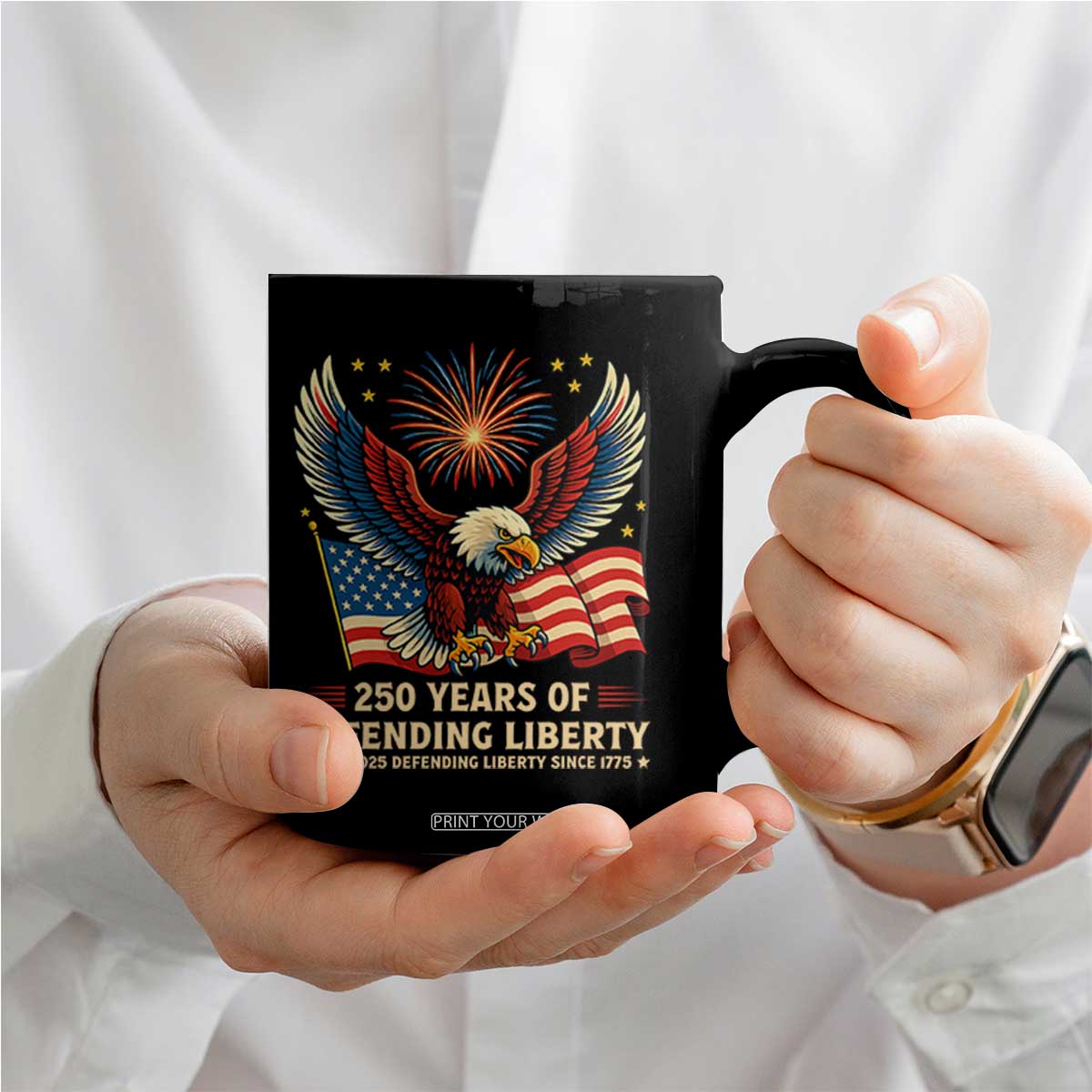 Patriotic Eagle US Army 250th Anniversary Coffee Mug 250 Years of Defending Liberty 1775 2025 TS02 Print Your Wear