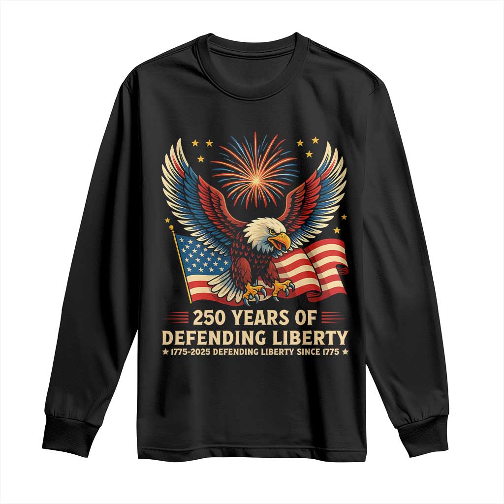 Patriotic Eagle US Army 250th Anniversary Long Sleeve Shirt 250 Years of Defending Liberty 1775 2025 TS02 Black Print Your Wear