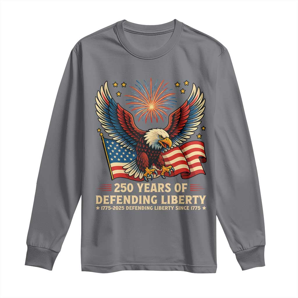 Patriotic Eagle US Army 250th Anniversary Long Sleeve Shirt 250 Years of Defending Liberty 1775 2025 TS02 Charcoal Print Your Wear