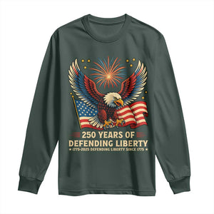Patriotic Eagle US Army 250th Anniversary Long Sleeve Shirt 250 Years of Defending Liberty 1775 2025 TS02 Dark Forest Green Print Your Wear