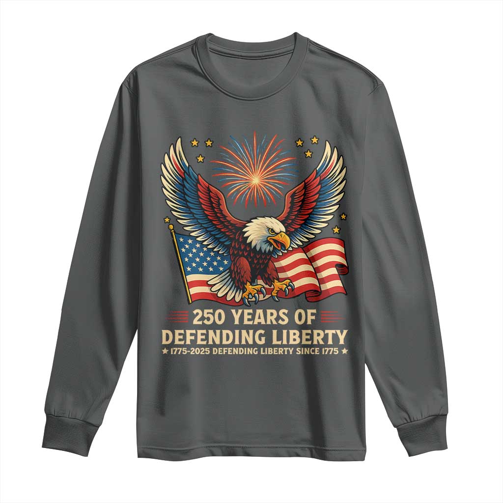 Patriotic Eagle US Army 250th Anniversary Long Sleeve Shirt 250 Years of Defending Liberty 1775 2025 TS02 Dark Heather Print Your Wear