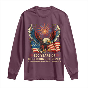 Patriotic Eagle US Army 250th Anniversary Long Sleeve Shirt 250 Years of Defending Liberty 1775 2025 TS02 Maroon Print Your Wear
