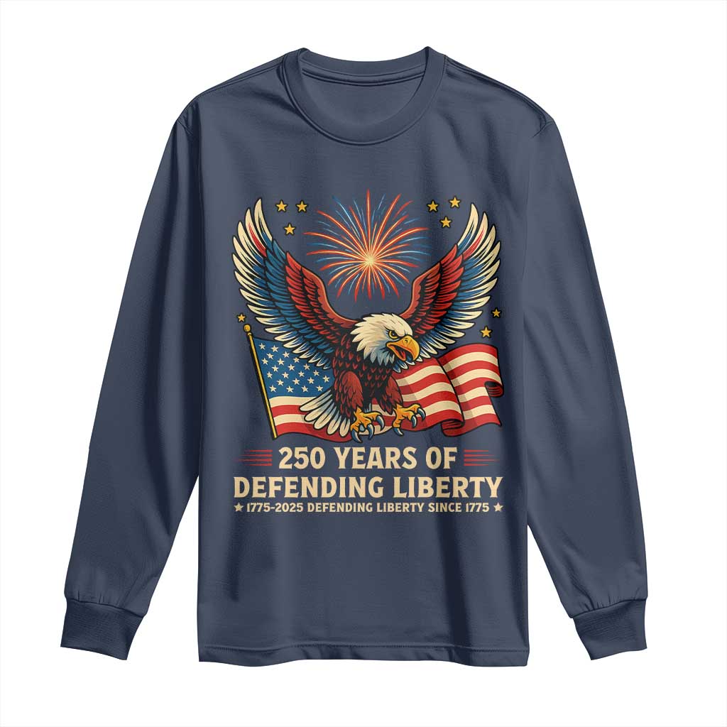Patriotic Eagle US Army 250th Anniversary Long Sleeve Shirt 250 Years of Defending Liberty 1775 2025 TS02 Navy Print Your Wear